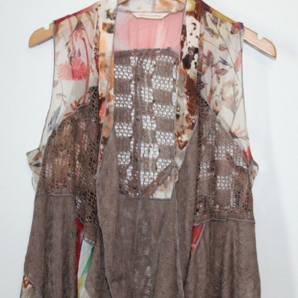 Soft Surroundings Sheer Crochet Adriana Open Vest Brown Women's Size OS H12785 - Picture 4 of 11